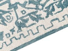 Beliani Vlněný koberec 140 x 200 cm bílý/modrý AHMETLI