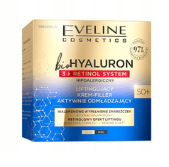 Eveline BIOHYALURON 3X RETINOL SYSTEM LIFTINGOVÝ KRÉM-VÝPLŇ AKTIVNĚ OMLAZUJÍCÍ 50+