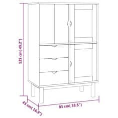 Greatstore Skříň highboard 85 x 43 x 125 cm masivní borové dřevo