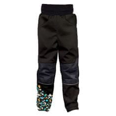 WAMU Softshellové kalhoty dětské, DINOSAUŘI, černo-hnědá, vel. 146-152