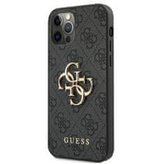 Guess GUHCP12M4GMGGR hard silikonové pouzdro iPhone 12/12 Pro 6,1" grey 4G kovové logo