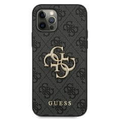 Guess GUHCP12M4GMGGR hard silikonové pouzdro iPhone 12/12 Pro 6,1" grey 4G kovové logo