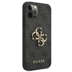 Guess GUHCP12M4GMGGR hard silikonové pouzdro iPhone 12/12 Pro 6,1" grey 4G kovové logo