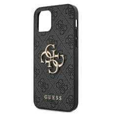 Guess GUHCP12M4GMGGR hard silikonové pouzdro iPhone 12/12 Pro 6,1" grey 4G kovové logo