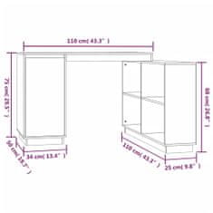 Petromila Psací stůl medově hnědý 110 x 50 x 75 cm masivní borové dřevo