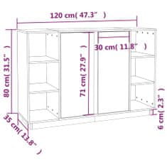 Vidaxl Příborník bílý 120x35x80 cm masivní borové dřevo