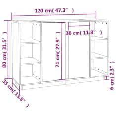 Greatstore Příborník medově hnědý 120x35x80 cm masivní borové dřevo