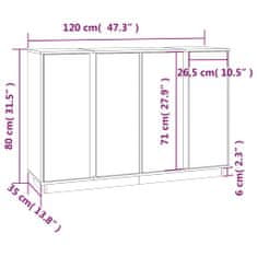 Vidaxl Příborník černý 120x35x80 cm masivní borové dřevo