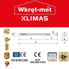 Wkret-Met 10x Vrut Tesařský do Dřeva se Zapuštěnou Hlavou TX30 6x80mm