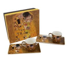 Home Elements  Espresso set 2 x 65 ml s podtácky, Klimt Polibek zlatý