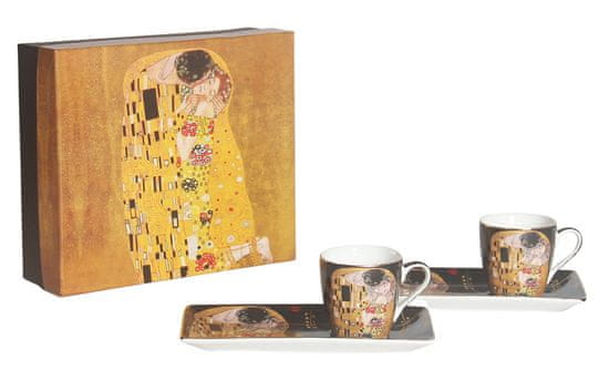 Home Elements  Espresso set 2 x 65 ml s podtácky, Klimt Polibek tmavý