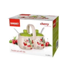 Banquet Sada keramických dóz se lžičkami CHERRY 210 ml, 2 ks, sada 4 ks