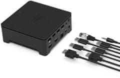 Port Connect Dokovací stanice 8v1 USB-C/A, 2x 2K, dual video, HDMI, Ethernet, 3,5mm jack