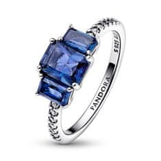Pandora Třpytivý stříbrný prsten s modrými krystaly Timeless 192389C01 (Obvod 52 mm)