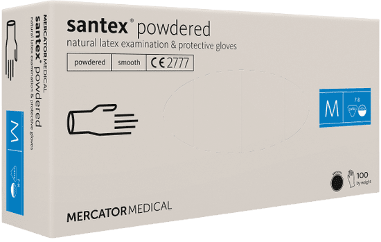 MERCATOR MEDICAL SANTEX Latexové rukavice pudrované 100 ks