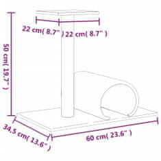 Vidaxl Škrabadlo pro kočky s tunelem tmavě šedé 60 x 34,5 x 50 cm