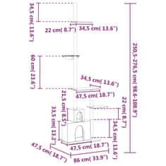 Vidaxl Kočičí strom ke stropu tmavě šedý 250,5–276,5 cm