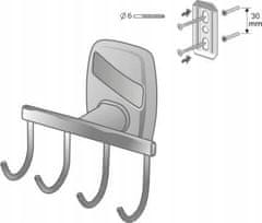 BISK Nástěnný čtyřnásobný věšák na oblečení Oregon chrom