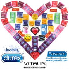 Durex Maxi Balíček 55 kondomů Durex Pasante a Vitalis + lubrikační gel + vibrační kroužek