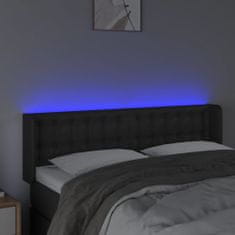 Vidaxl Čelo postele s LED černé 147 x 16 x 78/88 cm umělá kůže