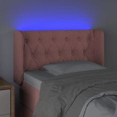 Greatstore Čelo postele s LED růžové 83 x 16 x 78/88 cm samet