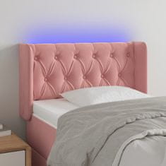 Greatstore Čelo postele s LED růžové 83 x 16 x 78/88 cm samet