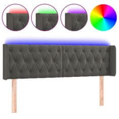 Greatstore Čelo postele s LED tmavě šedé 163 x 16 x 78/88 cm samet