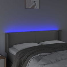 Greatstore Čelo postele s LED šedé 147 x 16 x 78/88 cm umělá kůže