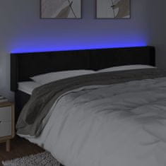 Vidaxl Čelo postele s LED černé 203 x 16 x 78/88 cm samet