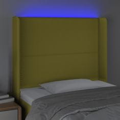 Vidaxl Čelo postele s LED zelené 83 x 16 x 118/128 cm textil