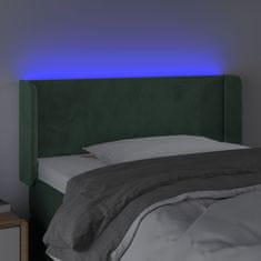 Vidaxl Čelo postele s LED tmavě zelené 93 x 16 x 78/88 cm samet