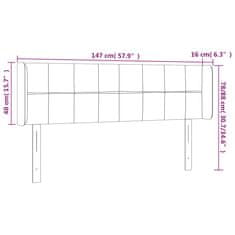 Greatstore Čelo postele s LED světle šedé 147 x 16 x 78/88 cm samet