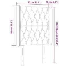 Greatstore Čelo postele s LED tmavě šedé 83 x 16 x 118/128 cm samet