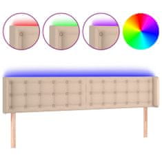 Greatstore Čelo postele s LED cappuccino 203 x 16 x 78/88 cm umělá kůže