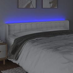 Greatstore Čelo postele s LED bílé 203 x 16 x 78/88 cm umělá kůže