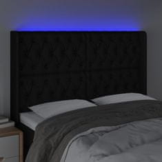 Greatstore Čelo postele s LED černé 163 x 16 x 118/128 cm textil