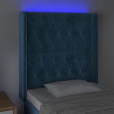 Greatstore Čelo postele s LED tmavě modré 83 x 16 x 118/128 cm samet