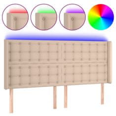 Greatstore Čelo postele s LED cappuccino 203 x 16 x 118/128 cm umělá kůže