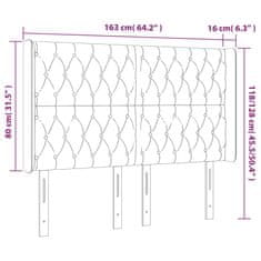 Greatstore Čelo postele s LED tmavě zelené 163 x 16 x 118/128 cm samet