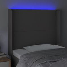 Greatstore Čelo postele s LED šedé 83 x 16 x 118/128 cm umělá kůže