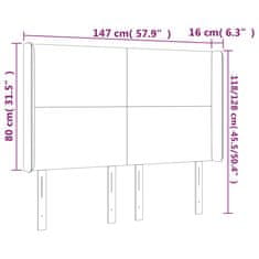 Vidaxl Čelo postele typu ušák růžové 147x16x118/128 cm samet