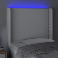 Greatstore Čelo postele s LED bílé 83 x 16 x 118/128 cm umělá kůže