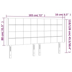 Greatstore Čelo postele s LED tmavě šedé 183 x 16 x 118/128 cm samet