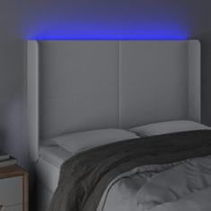 Greatstore Čelo postele s LED bílé 147 x 16 x 118/128 cm umělá kůže