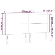 Greatstore Čelo postele s LED tmavě šedé 203 x 16 x 118/128 cm samet