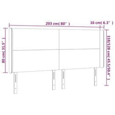 Greatstore Čelo postele s LED tmavě zelené 203 x 16 x 118/128 cm samet