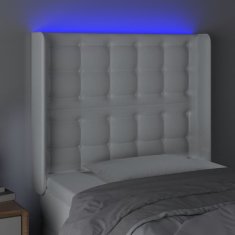 Greatstore Čelo postele s LED bílé 83 x 16 x 118/128 cm umělá kůže