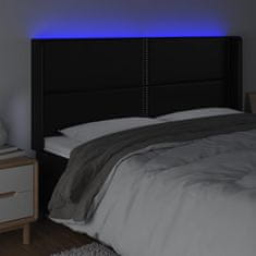 Vidaxl Čelo postele s LED černé 183 x 16 x 118/128 cm umělá kůže