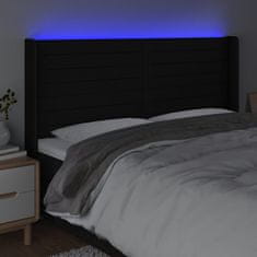 Vidaxl Čelo postele s LED černé 183 x 16 x 118/128 cm textil