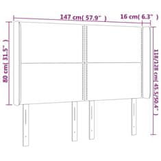 Vidaxl Čelo postele s LED krémové 147 x 16 x 118/128 cm textil